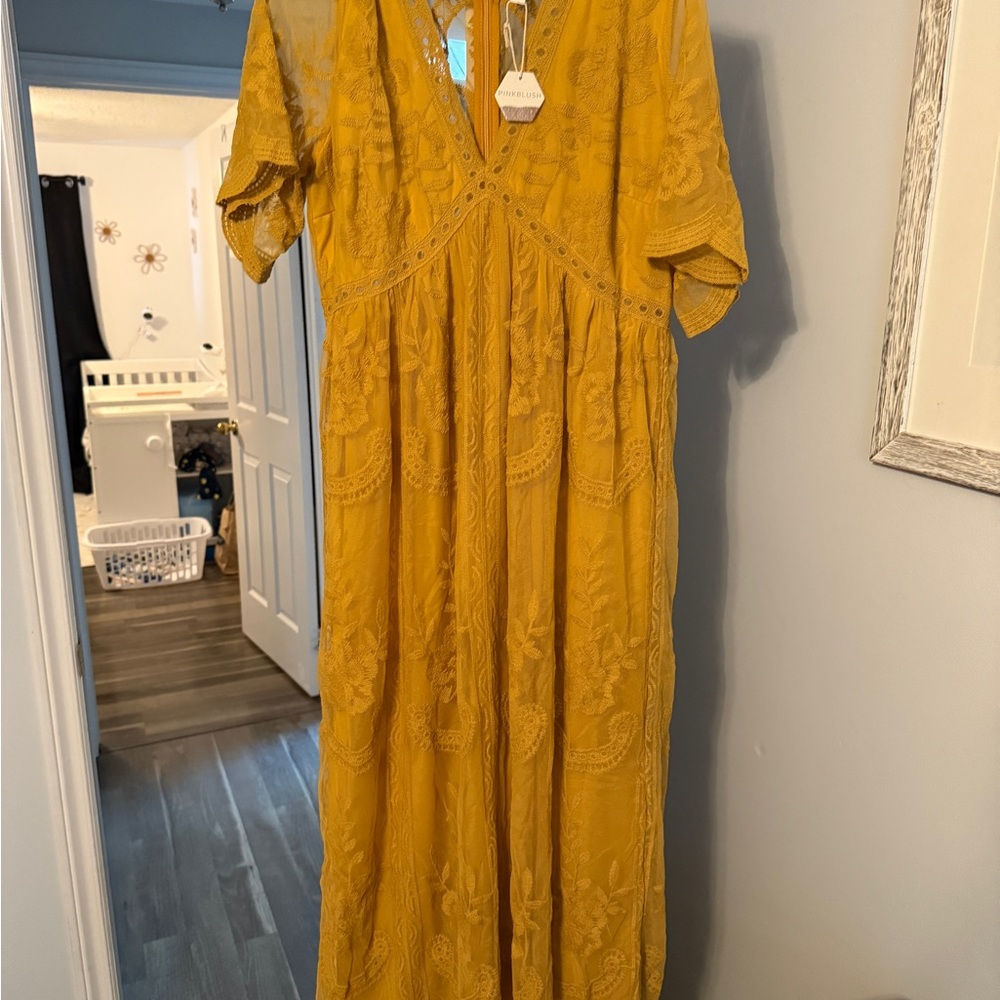 Yellow Lace Maxi Dress